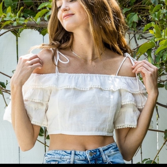 New White Boho Crop Top - Picture 4 of 11